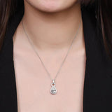 Water Drop Zircon Pendant Necklace S925 Silver Cross Chain Women Wedding Gift