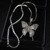 Women's Zircon Butterfly Necklace Charm Long Chains Sweater Choker