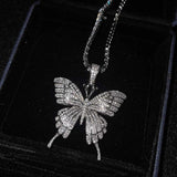 Women's Zircon Butterfly Necklace Charm Long Chains Sweater Choker