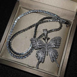 Women's Zircon Butterfly Necklace Charm Long Chains Sweater Choker