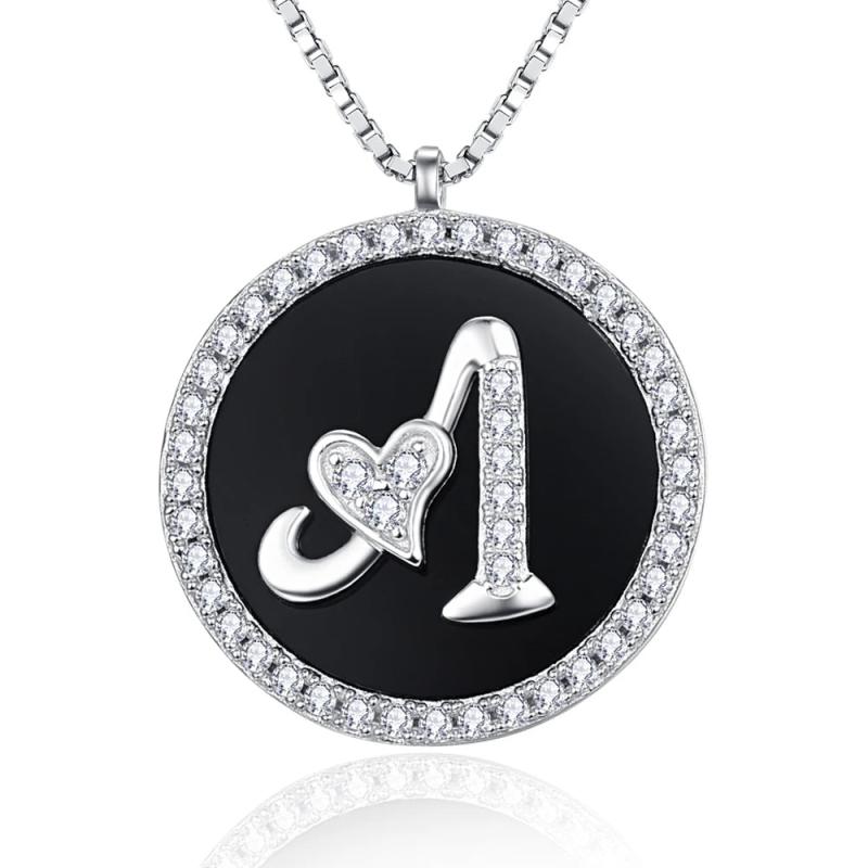 NUNCAD 925 Silver 26 Letter Zircon Pendant Necklace Women Jewelry Gift