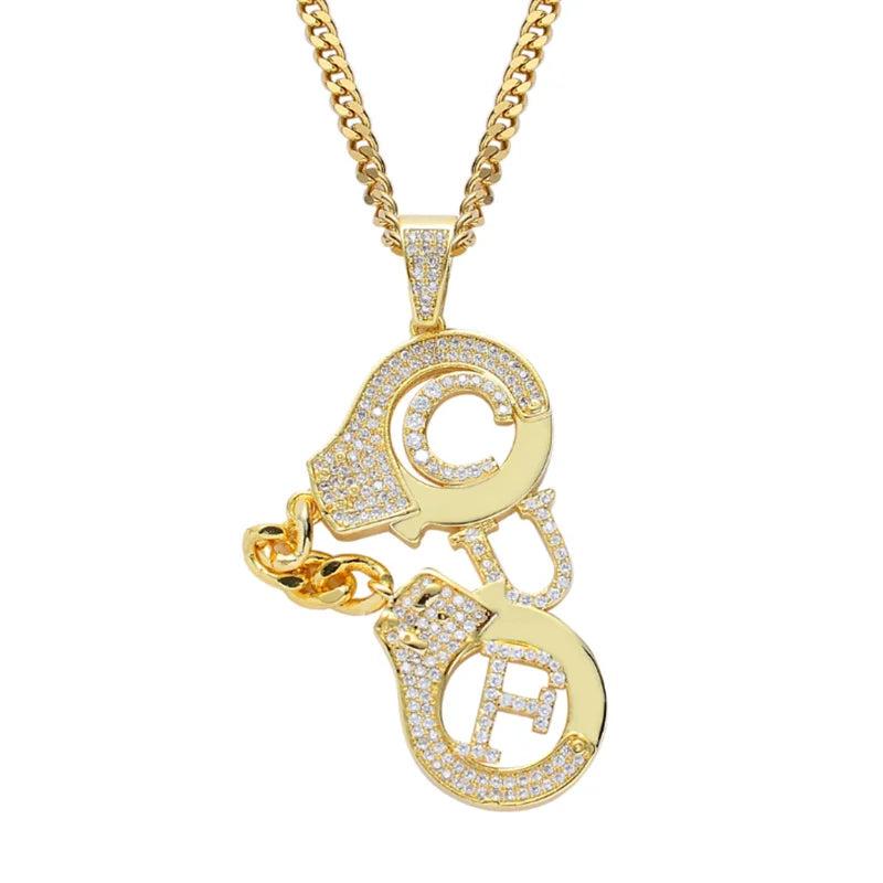 Rhinestone Men Necklace Ice Out Cubic Zircon Pendant Silver