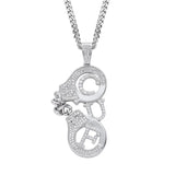 Rhinestone Men Necklace Ice Out Cubic Zircon Pendant Silver