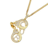 Rhinestone Men Necklace Ice Out Cubic Zircon Pendant Silver