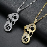 Rhinestone Men Necklace Ice Out Cubic Zircon Pendant Silver