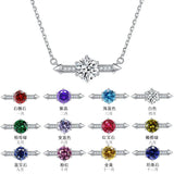 Zircon Birthstone Necklace S925 Sterling Silver Clavicle Chain