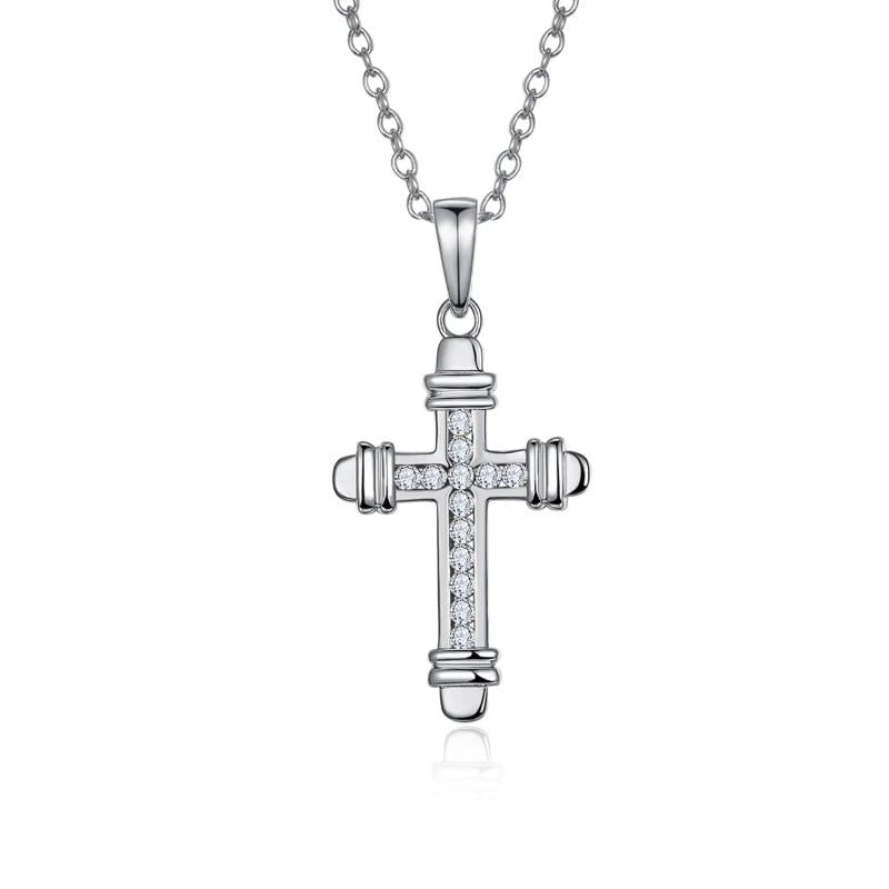 925 Silver Cross Zircon Choker Necklace Chain Women Necklace