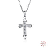 925 Silver Cross Zircon Choker Necklace Chain Women Necklace