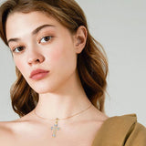925 Silver Cross Zircon Choker Necklace Chain Women Necklace