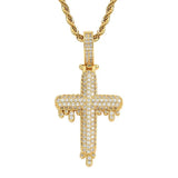Men's Rhinestone Cross Pendant Necklace Hip Hop Chain Link
