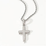 Men's Rhinestone Cross Pendant Necklace Hip Hop Chain Link
