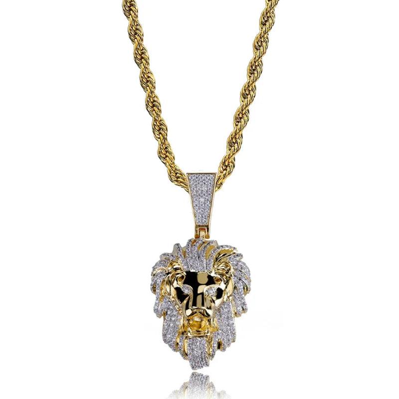 Men's Lion Head Pendant Necklace Hip Hop Chain