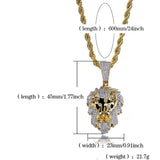 Men's Lion Head Pendant Necklace Hip Hop Chain