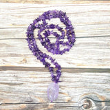 Purple Amethyst Beads Long Necklace Drop