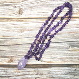 Purple Amethyst Beads Long Necklace Drop