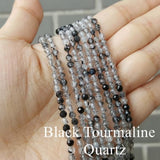 3mm Tourmaline Aquamarine Moonstone Rhodochrosite Necklace