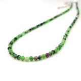 3mm Tourmaline Aquamarine Moonstone Rhodochrosite Necklace