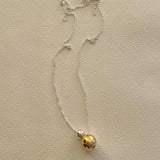 925 Sterling Silver Two Tone Double Ball Bead Drop Necklace