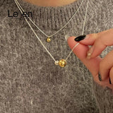 925 Sterling Silver Two Tone Double Ball Bead Drop Necklace