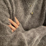 925 Sterling Silver Two Tone Double Ball Bead Drop Necklace