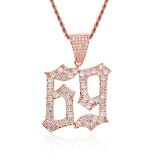 Men's Rhinestone Necklace Cubic Zircon Numbers Pendant