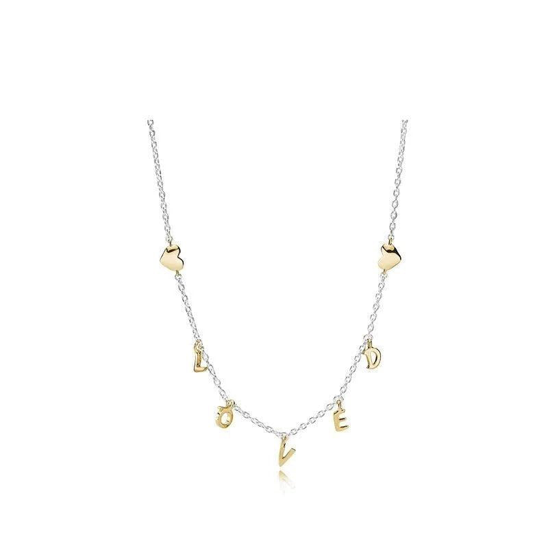 925 Sterling Silver Pan Necklace Golden Love Honey Pan Necklace