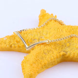 925 Sterling Silver V-shaped Wish Shining Pan Necklace for Women
