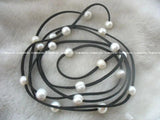 Stunning 9-11mm Freshwater Pearl & Black Line Necklace