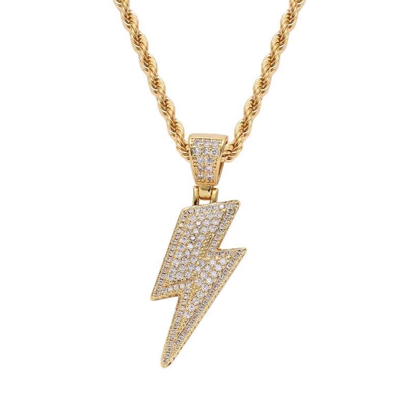 Hip Hop Lightning Pendant Rhinestone Necklace