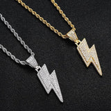 Hip Hop Lightning Pendant Rhinestone Necklace