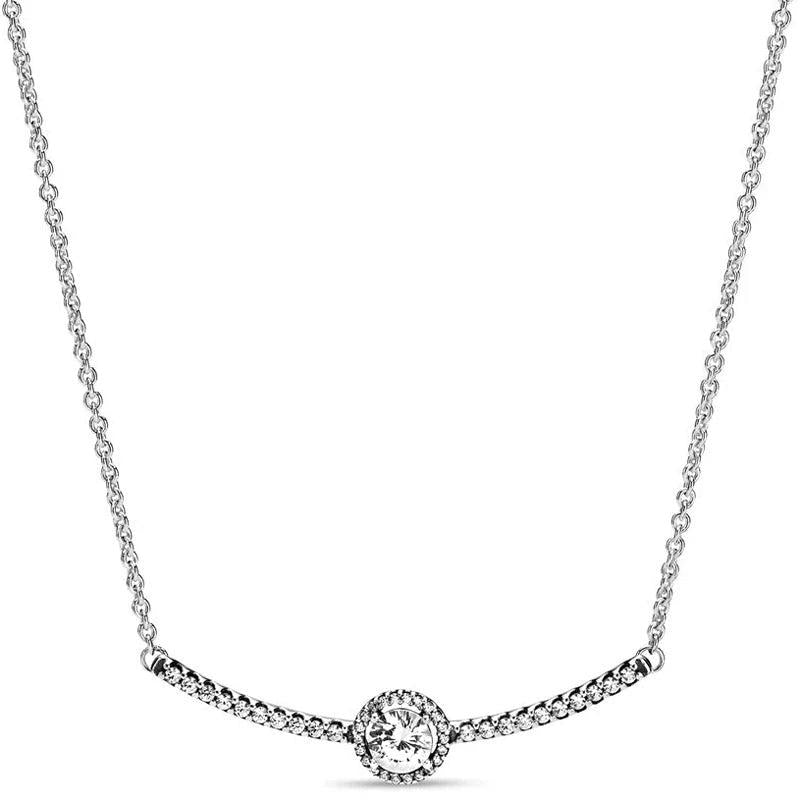 925 Silver Crystal Necklace, Elegant Design for Women