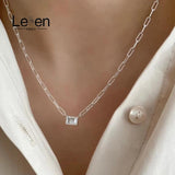 Cz Stone Cube Pendant 925 Silver Chain Necklace