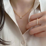 Cz Stone Cube Pendant 925 Silver Chain Necklace