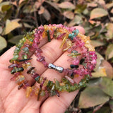 Natural Multicolored Tourmaline Chips Necklace Crystal Healing Stone