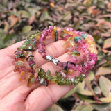 Natural Multicolored Tourmaline Chips Necklace Crystal Healing Stone