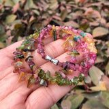 Natural Multicolored Tourmaline Chips Necklace Crystal Healing Stone