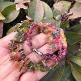 Natural Multicolored Tourmaline Chips Necklace Crystal Healing Stone