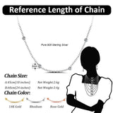 Italian 925 Silver 14K Rose Cable Chain w/ 2.0mm Ball Beads Station Necklace