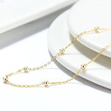 Italian 925 Silver 14K Rose Cable Chain w/ 2.0mm Ball Beads Station Necklace