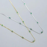925 Sterling Silver Green Zircon Necklace for Women Collarbone Part