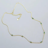 925 Sterling Silver Green Zircon Necklace for Women Collarbone Part