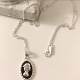 Vintage 925 Silver 18K Enamel Elizabeth Pendant Necklace