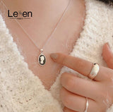 Vintage 925 Silver 18K Enamel Elizabeth Pendant Necklace