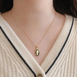 Vintage 925 Silver 18K Enamel Elizabeth Pendant Necklace