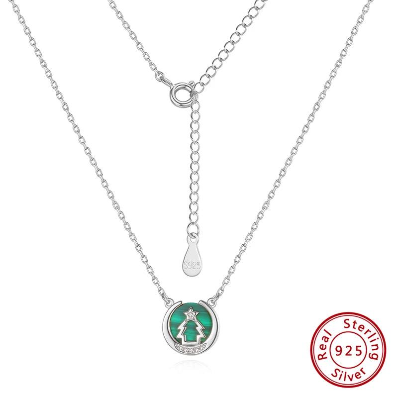 925 Silver Malachite Pendant Necklace for Women Girls