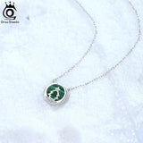 925 Silver Malachite Pendant Necklace for Women Girls