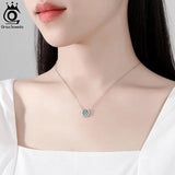 925 Silver Malachite Pendant Necklace for Women Girls