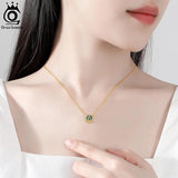 925 Silver Malachite Pendant Necklace for Women Girls