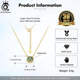 925 Silver Malachite Pendant Necklace for Women Girls