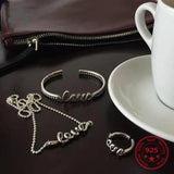 S925 Silver Sweet LOVE Pendant Necklace Women Jewelry
